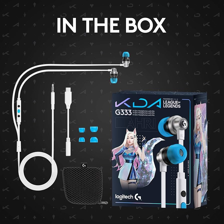 Logitech G333 K/DA Gaming Earphones - In-Line Mic and